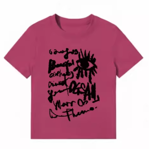 American Style Slim-Fit Short T-Shirt for Women - Summer Graffiti Print, Stretchy, Flattering Shoulder Top