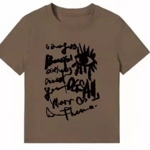 American Style Slim-Fit Short T-Shirt for Women - Summer Graffiti Print, Stretchy, Flattering Shoulder Top