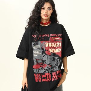 American Vintage Short Sleeve T-Shirt for Men and Women, Trendy Niche Print, 2025 Summer Style, Casual 90s Inspired Tee
