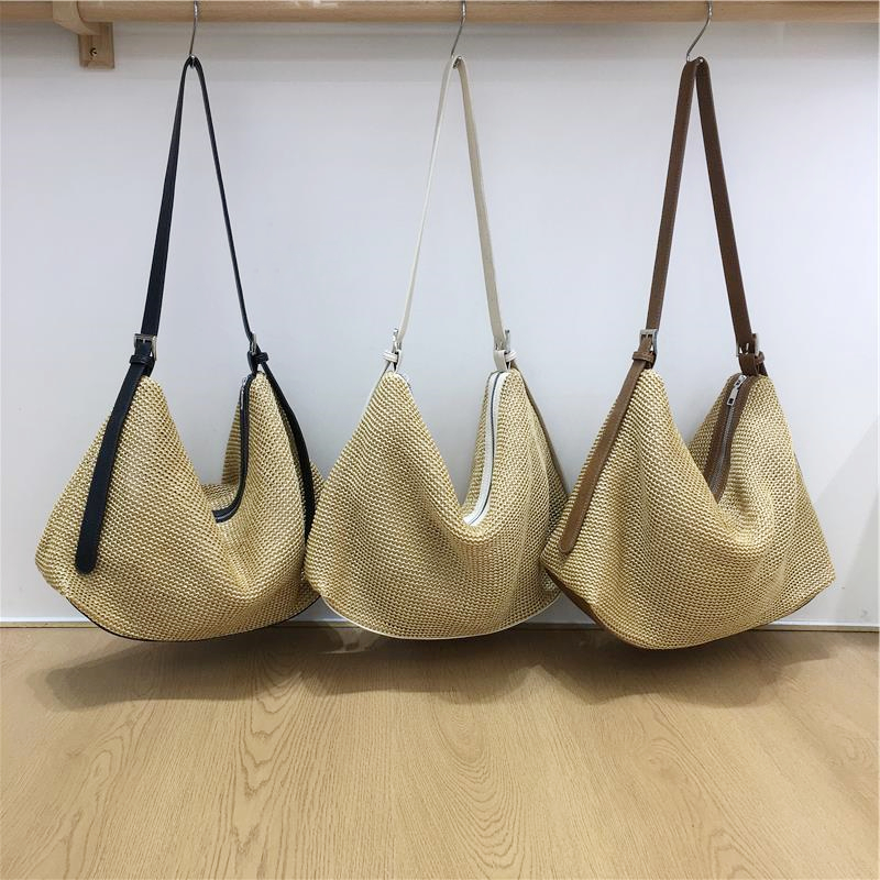 Artistic Straw Woven Bag - Niche Design Casual Crossbody Tote for Vacation & Everyday Use - Stylish Summer Accessory