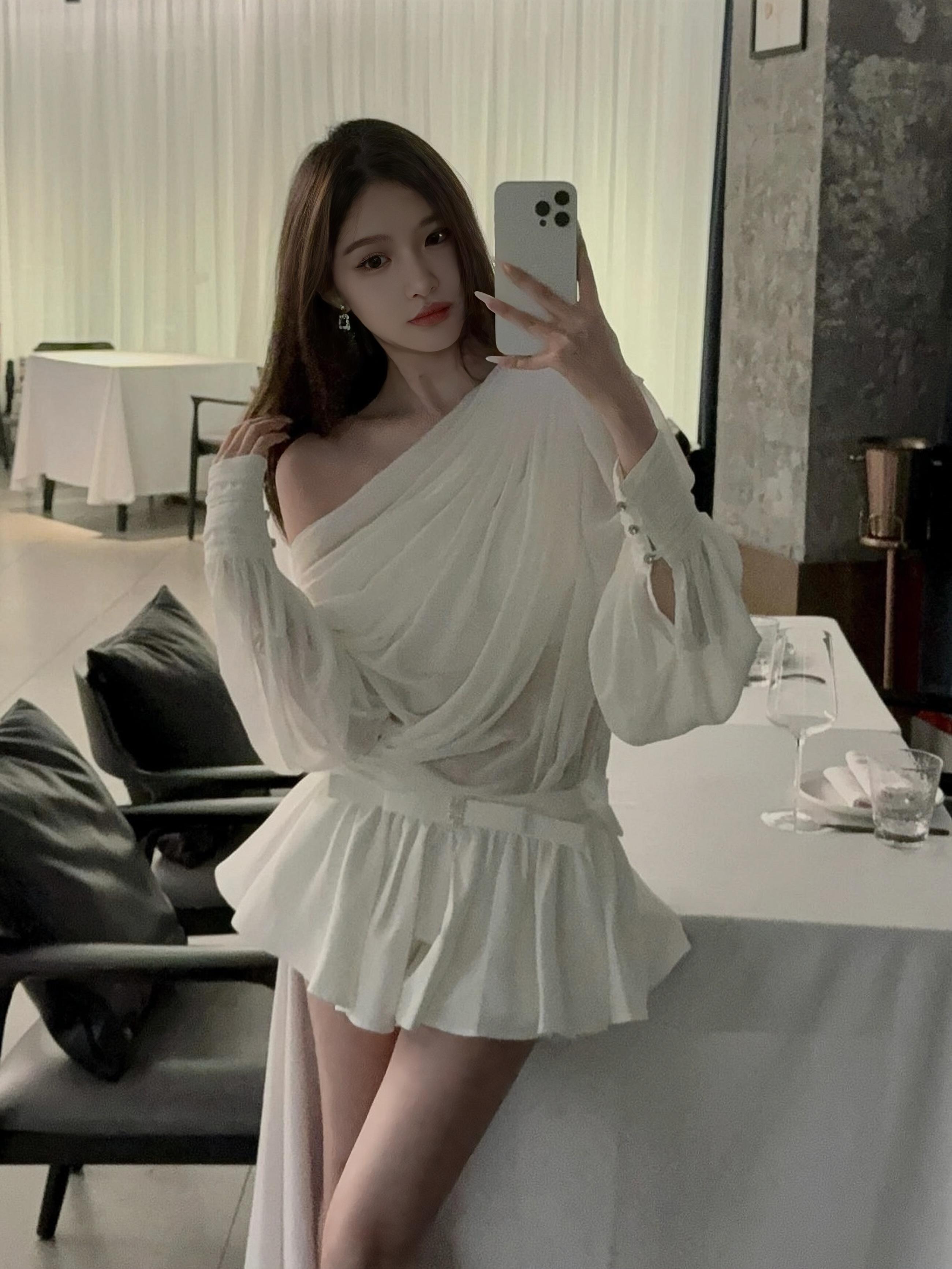 Asymmetrical Ruffled Semi-Transparent Set - Women's Romantic Love Shirt & Skirt Pants - Y2K Style Christmas Outfit