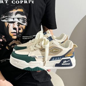 Black and White Thick-Soled Men's Sneakers for Autumn - Trendy Korean Style Casual Shoes for Students