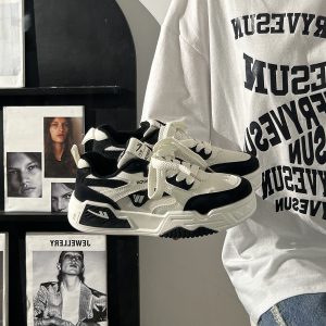 Breathable Black and White Mesh Sneakers for Men and Women, Summer Casual Unisex Trendy Sports Shoes