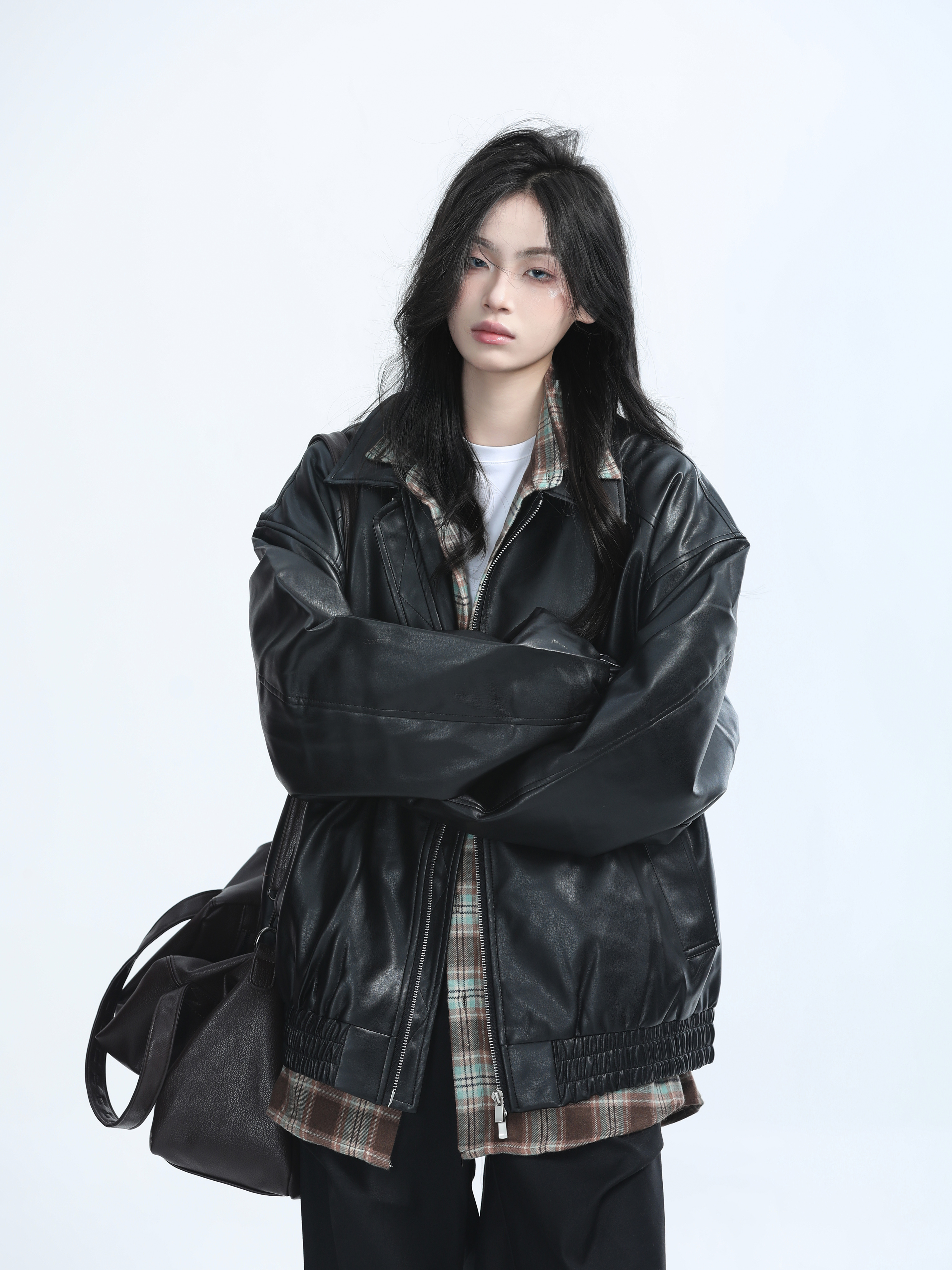 Brown Motorcycle PU Leather Jacket for Women - Vintage American Retro Style, Loose Fit, Autumn Fashion, Trendy Outerwear