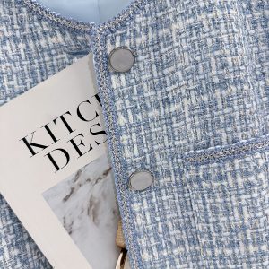Chic Blue French-Style Short Jacket for Women – Trendy Spring Autumn Streetwear Top 2025