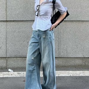 Chic Retro Hong Kong Style Color-Blocked Striped Short Sleeve Shirt for Women - Waist-Cinching Slim Fit Summer Top