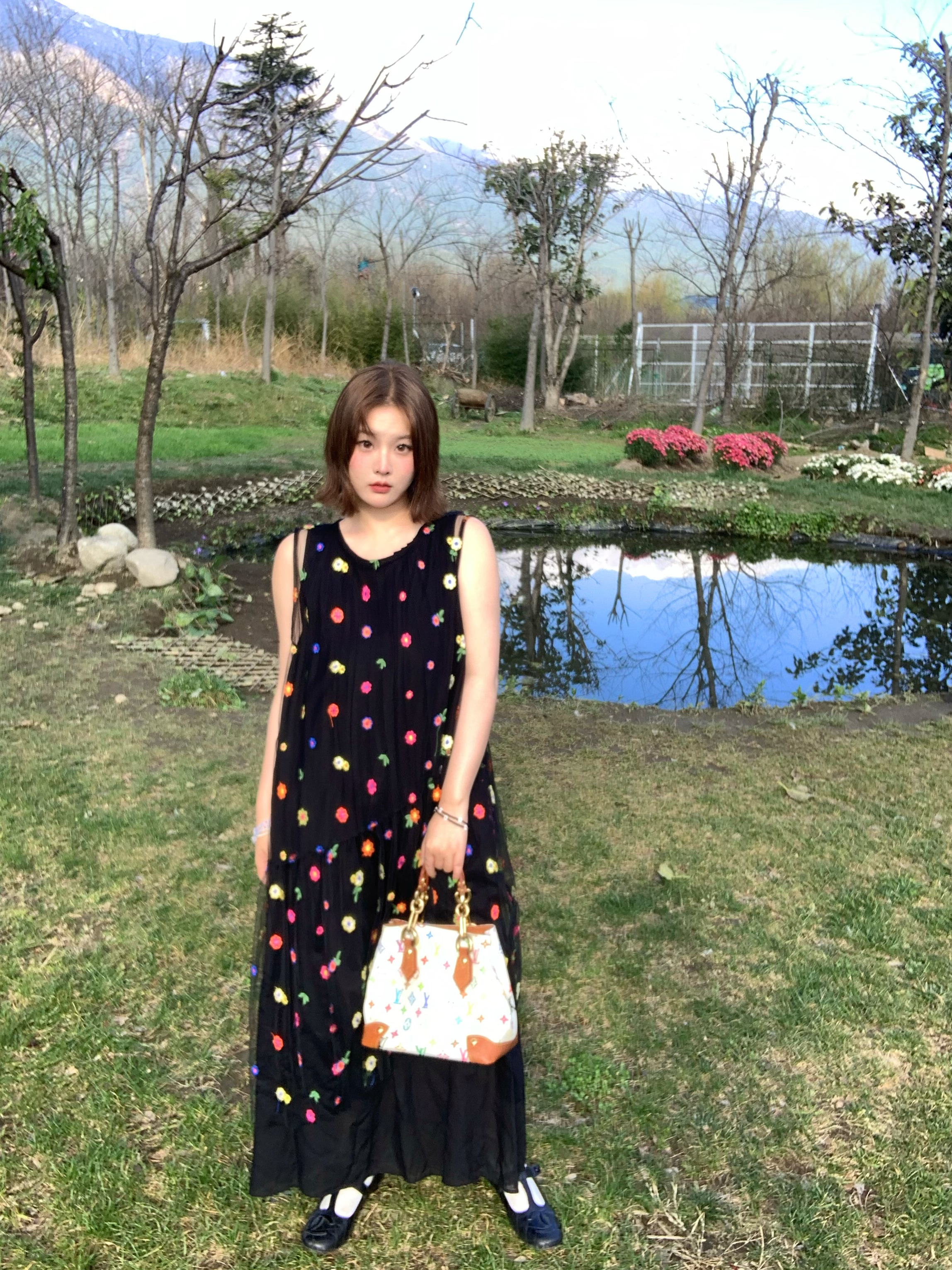 Cloud Flower Butterfly Retro Sheer Mesh Cover Dress - Women's Summer Loose A-Line Long Dress in Vintage Style