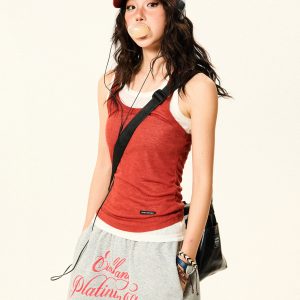 Color-Block Knitted Vest for Women - Spicy Girl American Style Slim-Fit Two-Piece Sports Top for Summer