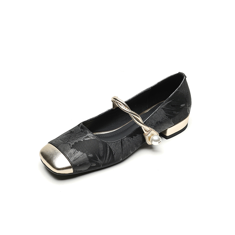 Color-Block Low-Heel Mary Jane Shoes for Women, Spring/Summer 2025 Square-Toe Chunky Heel in Large Sizes, Trendy Fashion Footwear