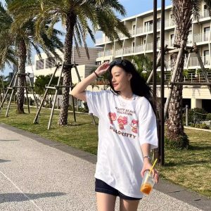 Cute Cartoon Kitty Print Summer Loose Short-Sleeve T-Shirt - Korean Style Casual Cotton Top for Comfort and Versatility
