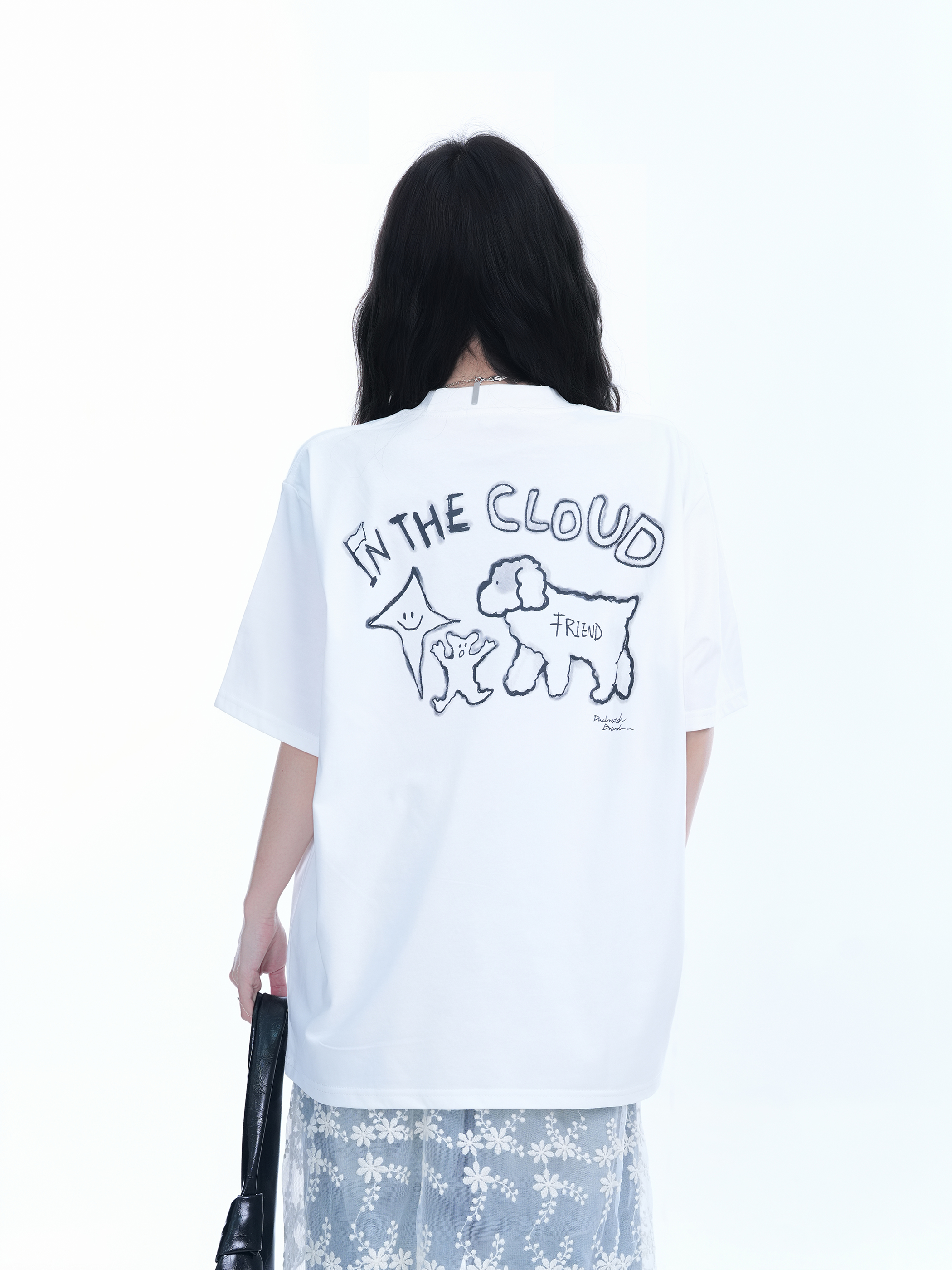 Cute White Oversized Short Sleeve T-Shirt for Women with Sheep Graphic - Summer Y2K Style, Casual Loose Fit