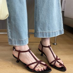Elegant French Pointed Toe Stiletto Sandals for Women - 2025 New Style Cross Strap Summer Commuting Shoes
