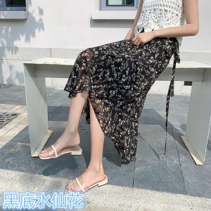 Floral Chiffon Fish Tail One-Piece Dress - Women’s Summer Bodycon Wrap Skirt with Irregular Ruffle for Beach Style