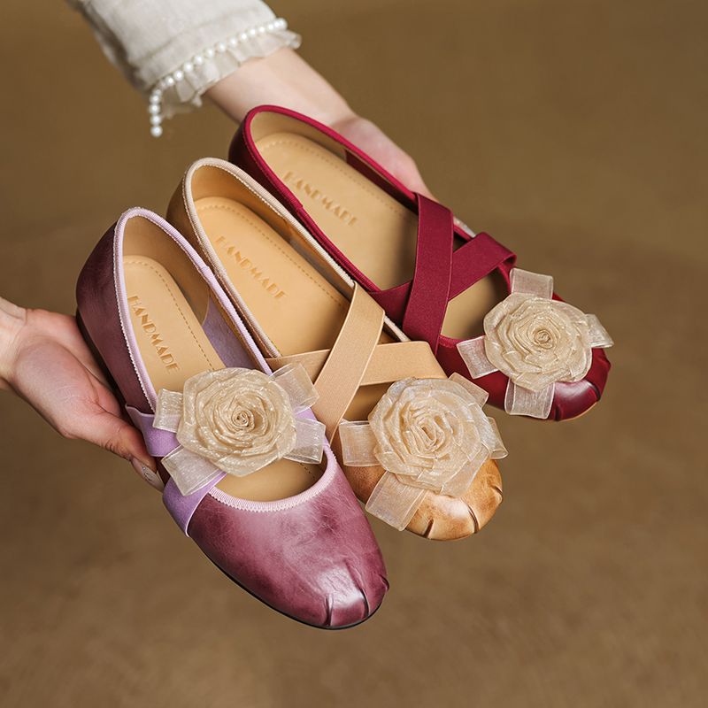French Retro Artistic Flat Ballet Shoes with Deer and Nara Design - Trendy Fairy Style for Y2K and Korean Fashion Lovers