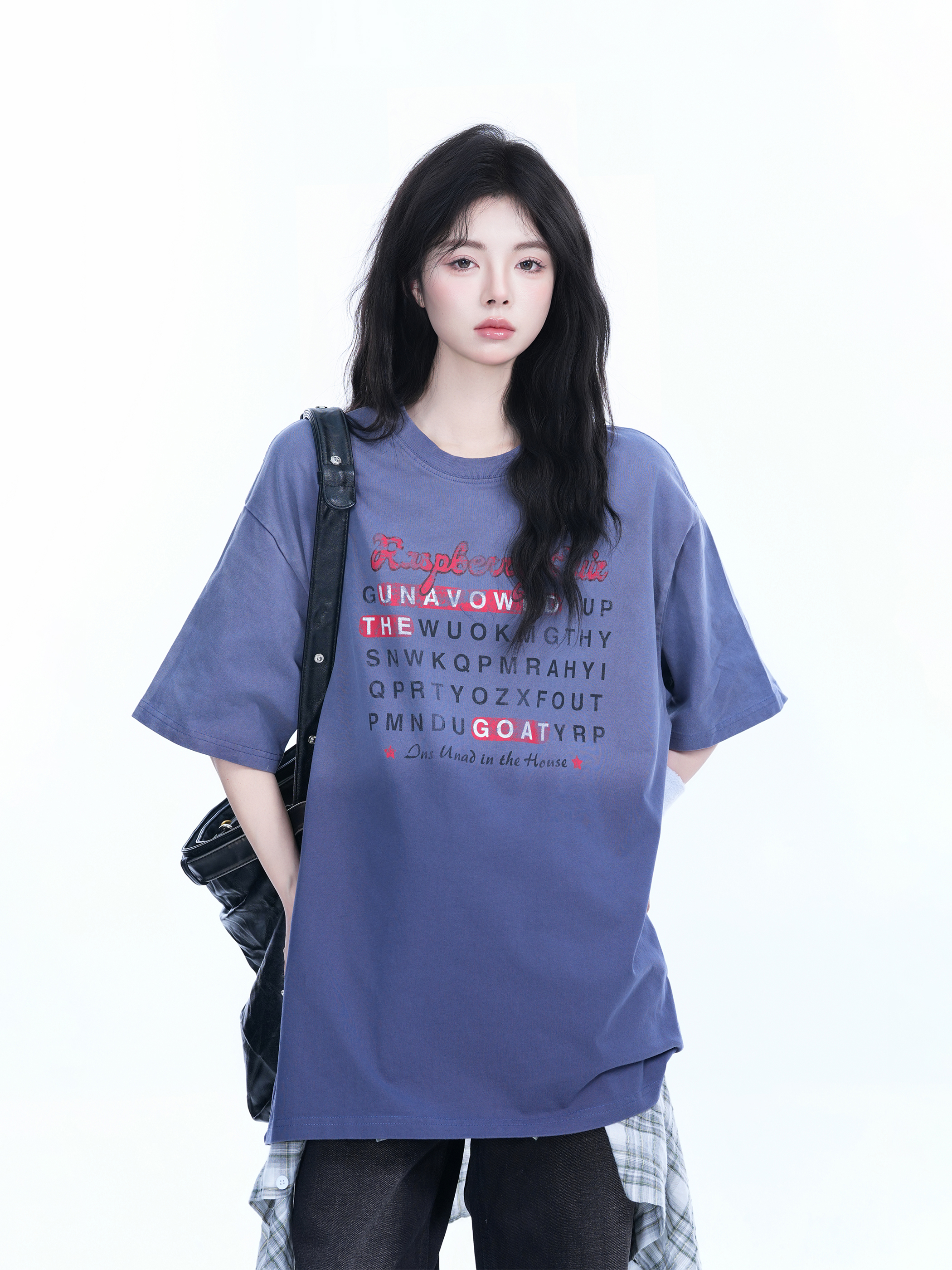 Gradient Round Neck Short Sleeve T-Shirt for Women - American Street Style, Casual Loose Fit, Summer 2023 Fashion