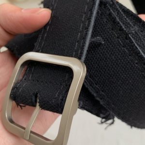 Handmade Mohair Edge Fabric Waist Belt - Black Unisex Harajuku Style, Versatile Design with Simple Buckle