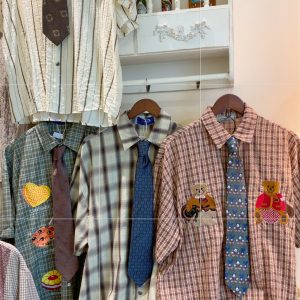Handmade Vintage Japanese Retro Wide Bow Tie with Trendy Cartoon Print - Versatile Korean Style Fashion Accessory