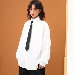 Handmade White Silk Loose Draped Shirt for Unisex - Wrinkle-Resistant, Versatile Design with Tie - Perfect for Y2K and Casual Chic Looks