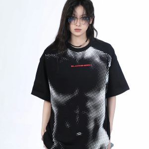 Heavy-Duty American-Style Gray Short Sleeve T-Shirt for Women - 
