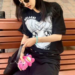 High-End Printed Slim-Fit Loose Pure Cotton Short-Sleeve T-Shirt for Women - Versatile Age-Reducing Style