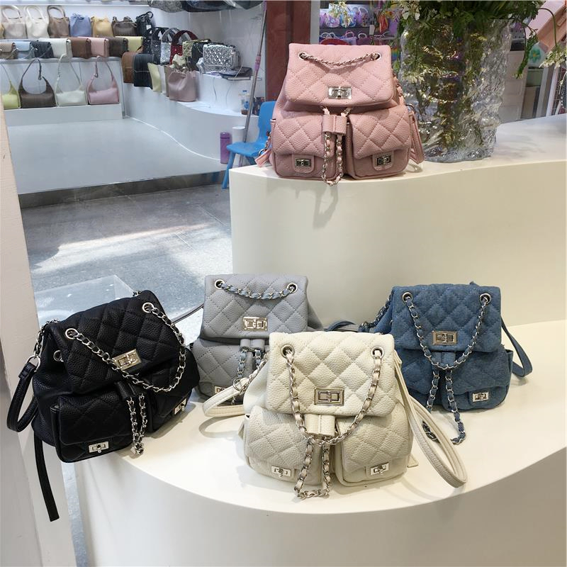 High-End Small Chanel-Style Diamond Quilted Chain Backpack - Versatile Commuter Bag for 2024 Fashion Trends