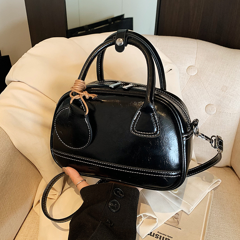 High-End Textured Handbag for Women - Trendy Bowling Tote & Crossbody Bag, Fashionable Design for 2025
