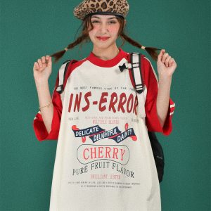 High Neck Loose Short Sleeve T-Shirt - Handmade Vintage Sports Style Unisex Summer Top - Trendy Casual Fashion