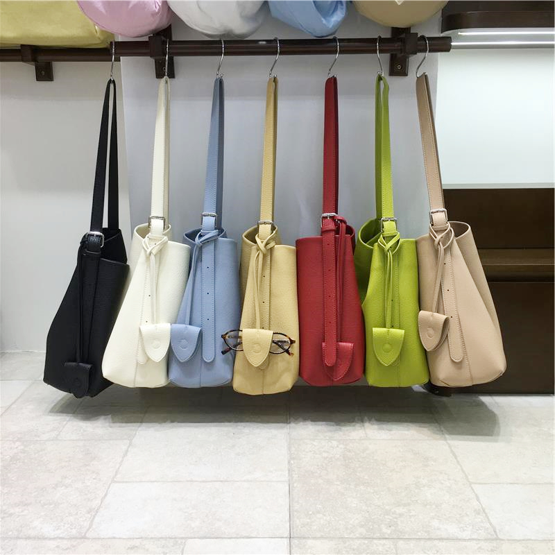 High-Quality Minimalist Lychee Pattern Women's Single Shoulder Crossbody Bucket Bag - Large Capacity Tote for Everyday Use