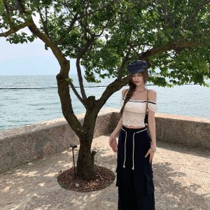 High Street Slay Casual Pants for Women - Summer American Vintage Loose Straight Cargo Pants - Y2K Style