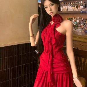 High Waist Sleeveless Dress - Greek Draped Long Skirt for Spring Summer - Sexy Slimming Style for Hot Girl Vibes