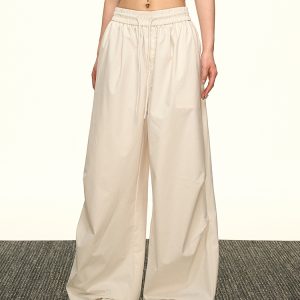 High-Waisted Vintage Pleated Cargo Pants for Women - Summer Loose Straight Wide-Leg Trousers, American-Style Floor-Length Fashion