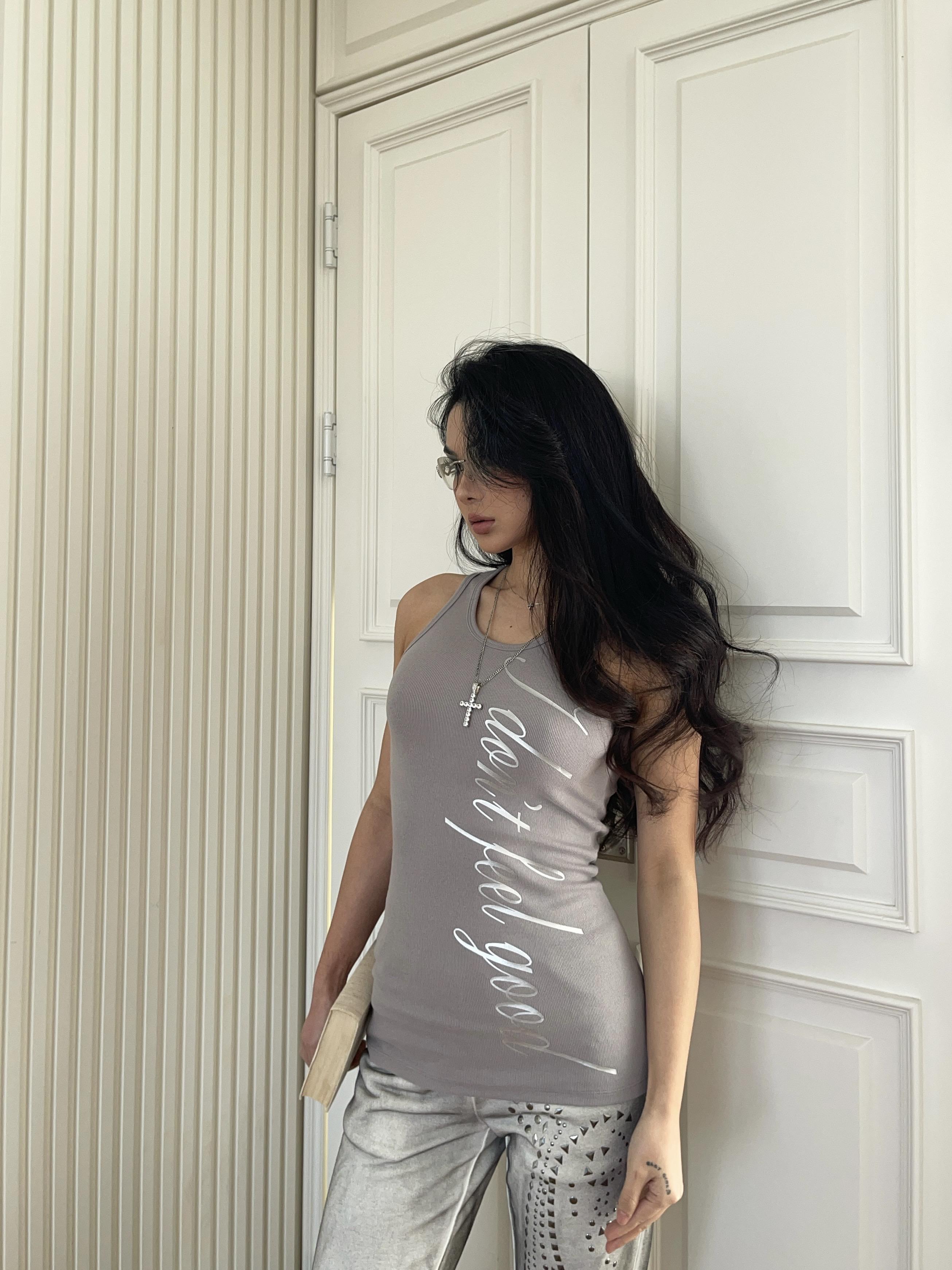 Ink Splash Studded Gray Vest with Flared Pants Set - Trendy Y2K Style Outfit for a Chic Look