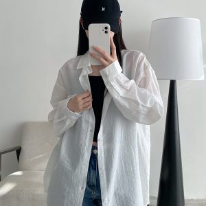 Island Memory Summer Sun Protection Tencel Shirt Jacket for Beach, Lightweight Outerwear for Sunny Days, Ideal for Vacation and Travel