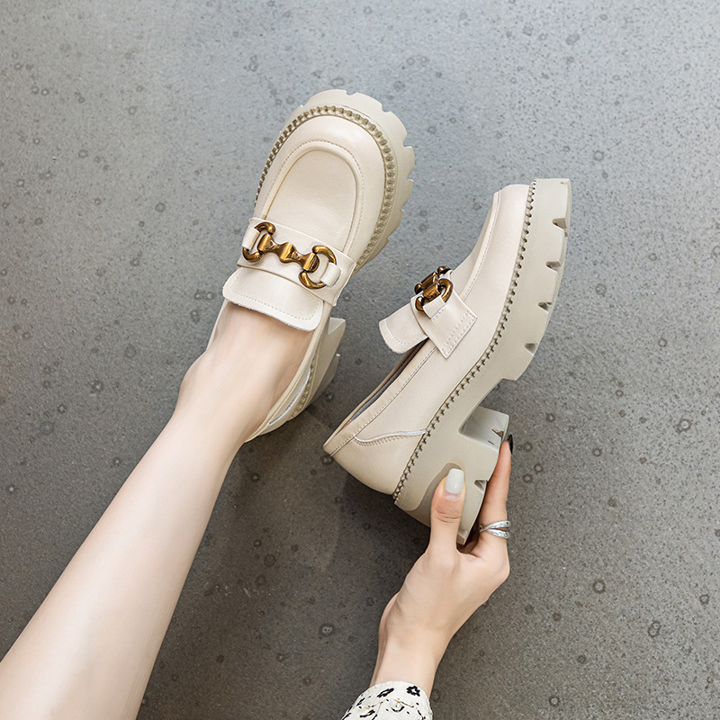 Italian-Style Soft-Soled 6 cm Thick-Soled Loafers for Women - Fashionable and Versatile Footwear