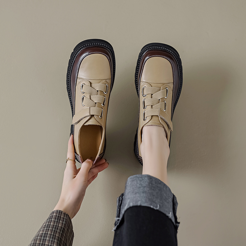 Italian-Style Soft-Soled Platform Shoes for Petites - Genuine Leather Thick-Soled Comfort Footwear
