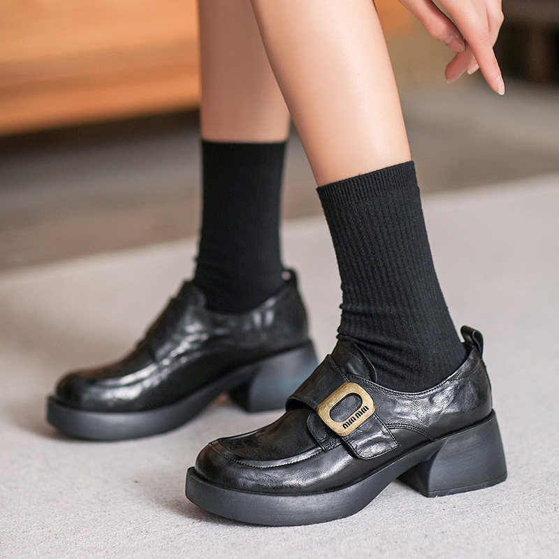 Italian-Style Soft-Soled Velcro Loafers for Women - Non-Fatiguing Comfort, Perfect for Spring and Autumn, 4.5 cm Heel Height