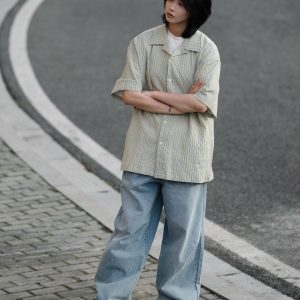 Japanese Gradient Retro Loose Straight-Leg Jeans for Men - Trendy Versatile Long Pants for Y2K and 90s Style
