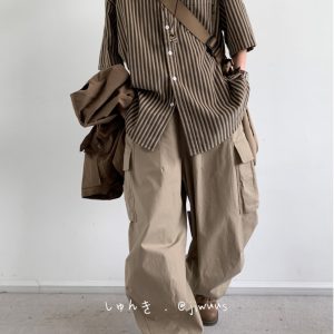Japanese Retro Harajuku Striped Short Sleeve Shirt for Men and Women - Loose Boyfriend Style Summer Fashion Top