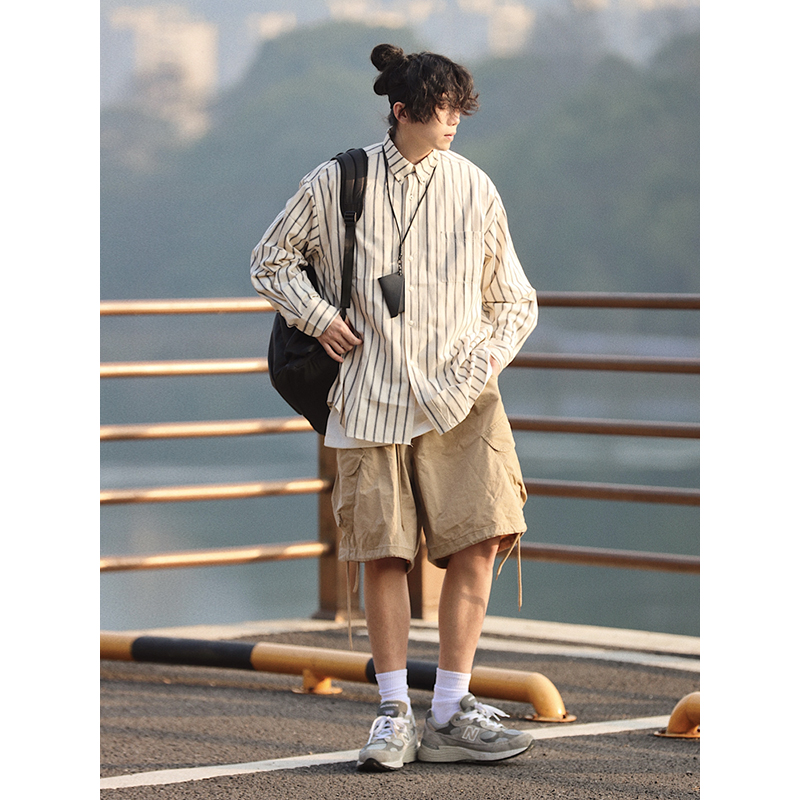 Japanese Retro Striped Long Sleeve Shirt for Men and Women – Versatile Casual Top, Spring Fashion Essential