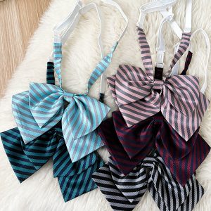 Japanese School Uniform Bow Tie Decoration for Women - Pudding Bear Original JK Style Non-Iron Shirt Accessory