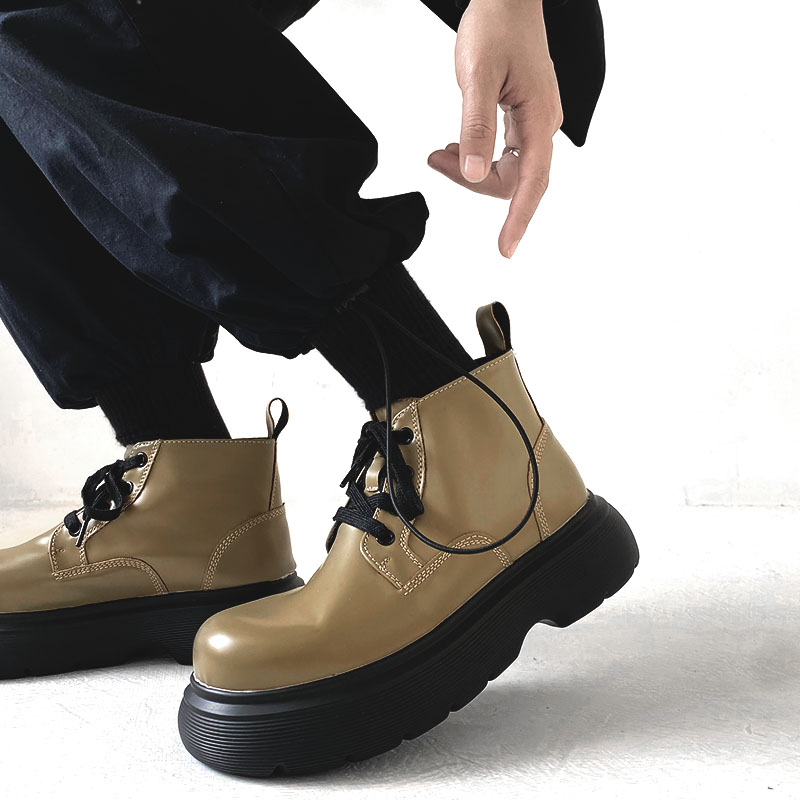 Japanese-Style Retro Big-Head Martin Boots for Men - Trendy British Thick-Soled Mid-Top Work Shoes