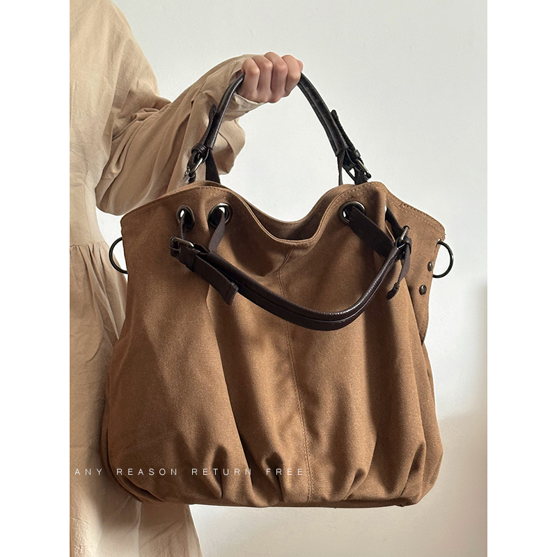 Japanese-Style Retro Canvas Bag - Large Capacity Multifunctional Shoulder Crossbody Tote for Students and Commuters