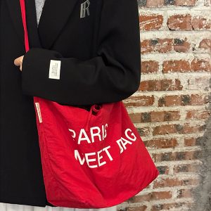 Japanese-Style Retro Double-Sided Color-Block Canvas Tote Bag - Large Capacity Commuter Shoulder Crossbody Bag for Students