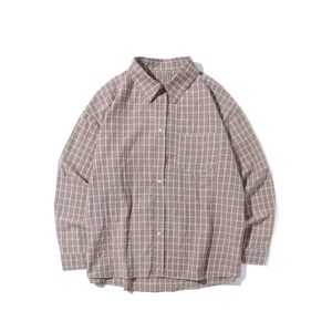 Japanese-style Retro Plaid Long Sleeve Shirt Jacket for Men and Women, Unisex Loose Fit, Versatile City Boy Style for Spring and Autumn