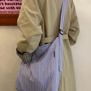 Japanese-Style Single-Shoulder Canvas Tote Bag for Women, Large-Capacity Wrinkled Design, Perfect for Class and Commuting