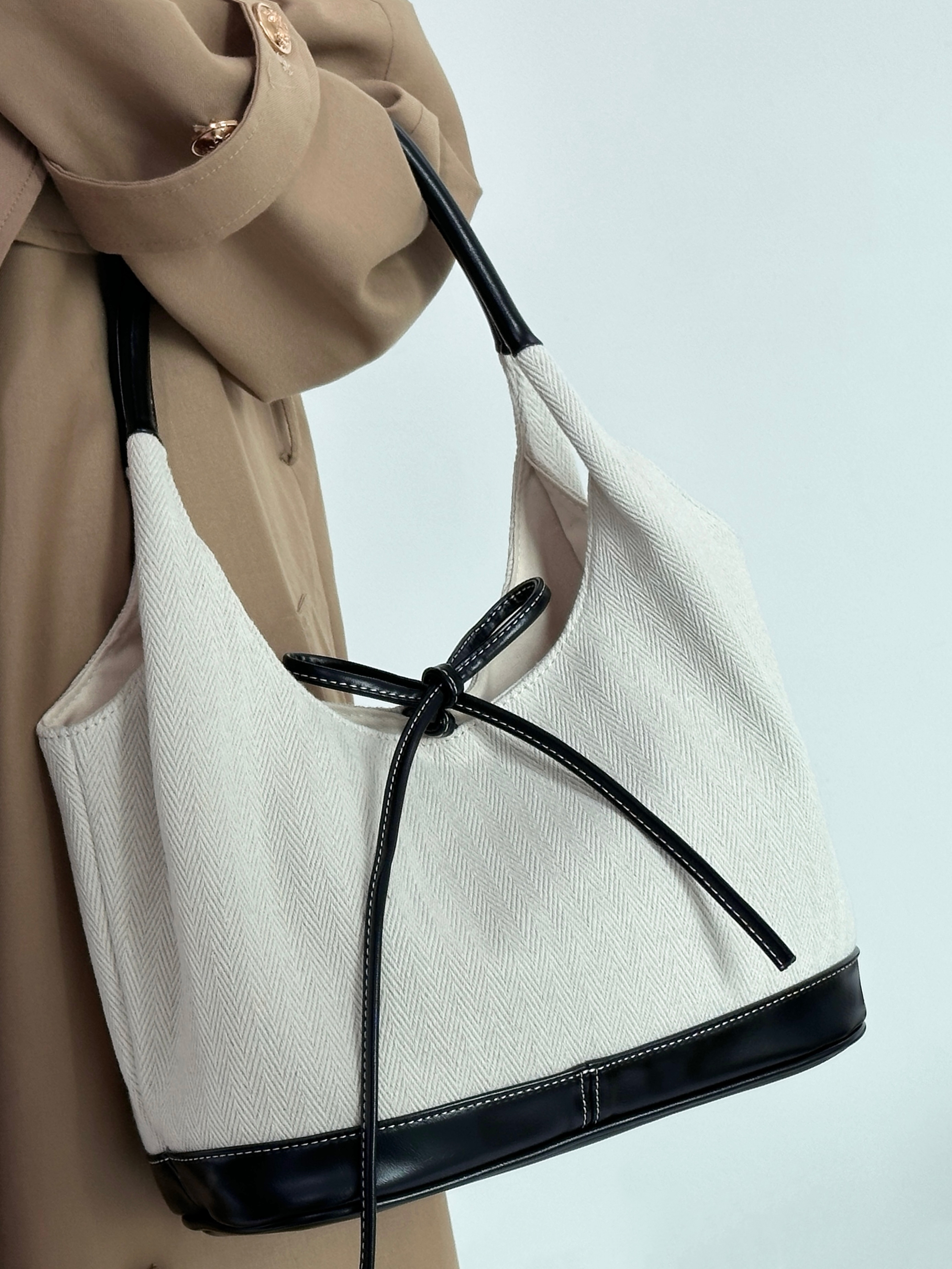 Korean Retro Patchwork Canvas Tote Bag - Versatile Large Capacity Shoulder Handbag for Commuters