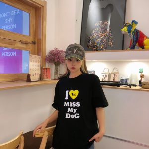 Korean Style Casual Loose Fit Color-Blocking Top with Youthful Dog Cartoon Print - Pure Cotton Comfort