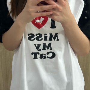 Korean Style Casual Loose Fit Color-Blocking Top with Youthful Dog Cartoon Print - Pure Cotton Comfort