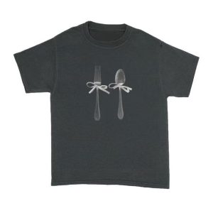 Korean Style Fun Print Bowknot Short-Sleeved Slim-Fit High-Stretch Cotton T-Shirt for Casual Wear