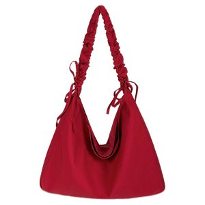 Korean-Style Pleated Drawstring Cloud Bag - Large Capacity Lazy Shoulder Crossbody Canvas Bag for Commuters